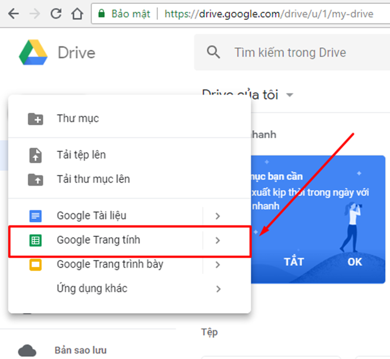 Để có thể bắt đầu cách sử dụng excel trên google drive, bạn cần phải tạo được một trang tính trắng, mới hoàn toàn để bắt đầu công việc của mình