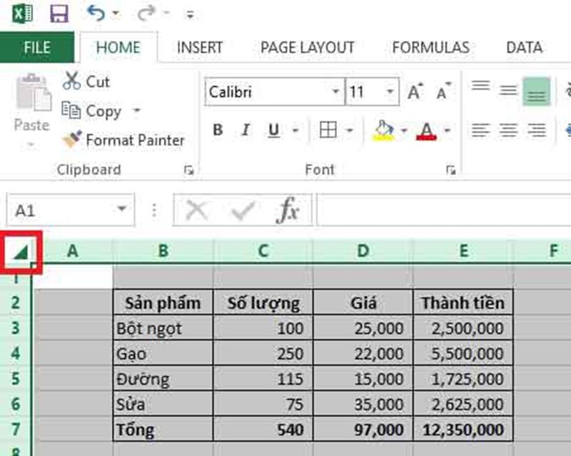 Thông thường, rất nhiều người chọn tất cả dữ liệu bằng cách nhấn phím tắt Ctrl + A. Tuy nhiên nhưng ít người biết rằng vẫn còn có thao tác sử dụng excel cơ bản nhanh hơn