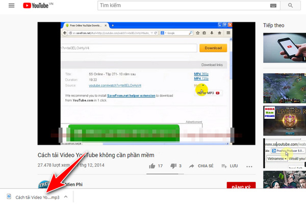 Tải nhạc từ youtube trên máy tính